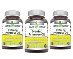 Amazing Nutrition Evening Primrose Oil 1300mg softgels bottle; hexane-free, cold-pressed purity for daily use.