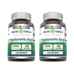 Amazing Nutrition Hyaluronic Acid bottle showing 200 mg per serving for daily use.