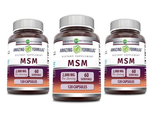 Amazing Nutrition MSM bottle-front showing 2000 mg per serving for daily routines.