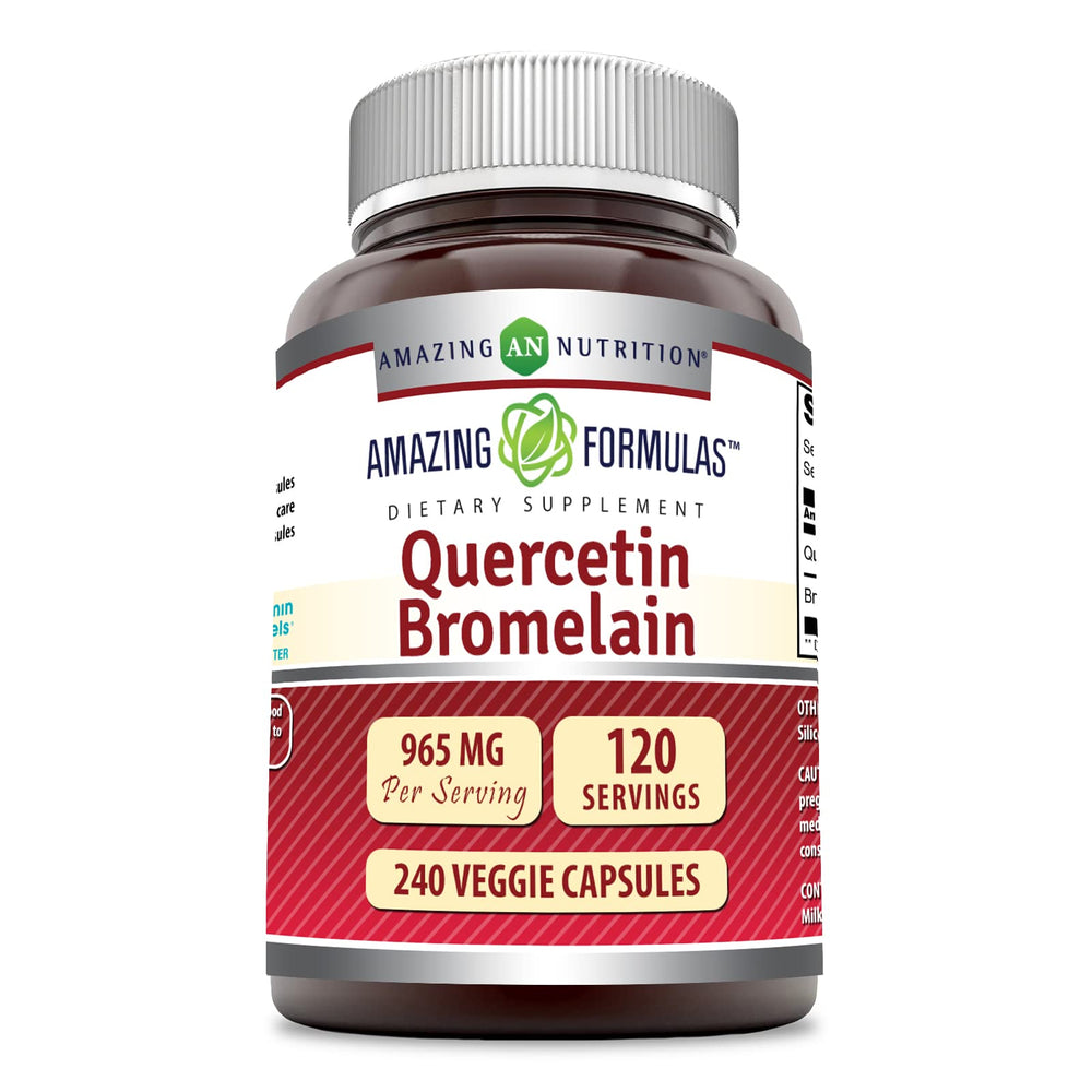 Amazing Nutrition Quercetin-Bromelain bottle with 240 vegan capsules for daily immune support