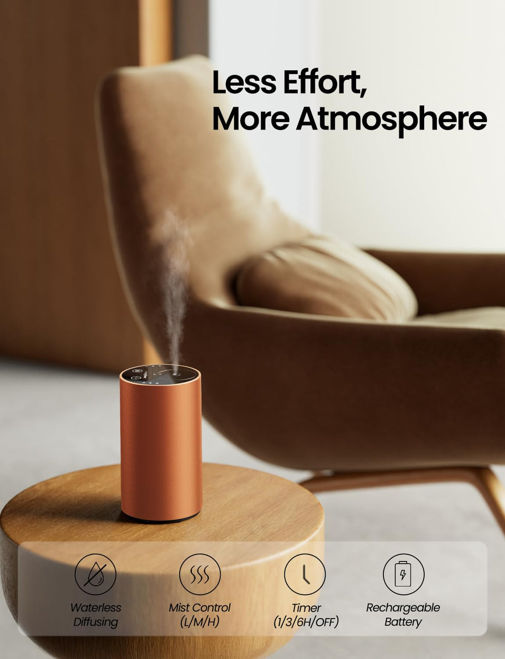 Amazing Flower rechargeable diffuser with metallic cylindrical design for home or office