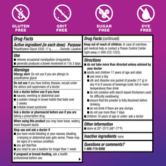 Sugar-free ClearLax label highlighting dietary compatibility.