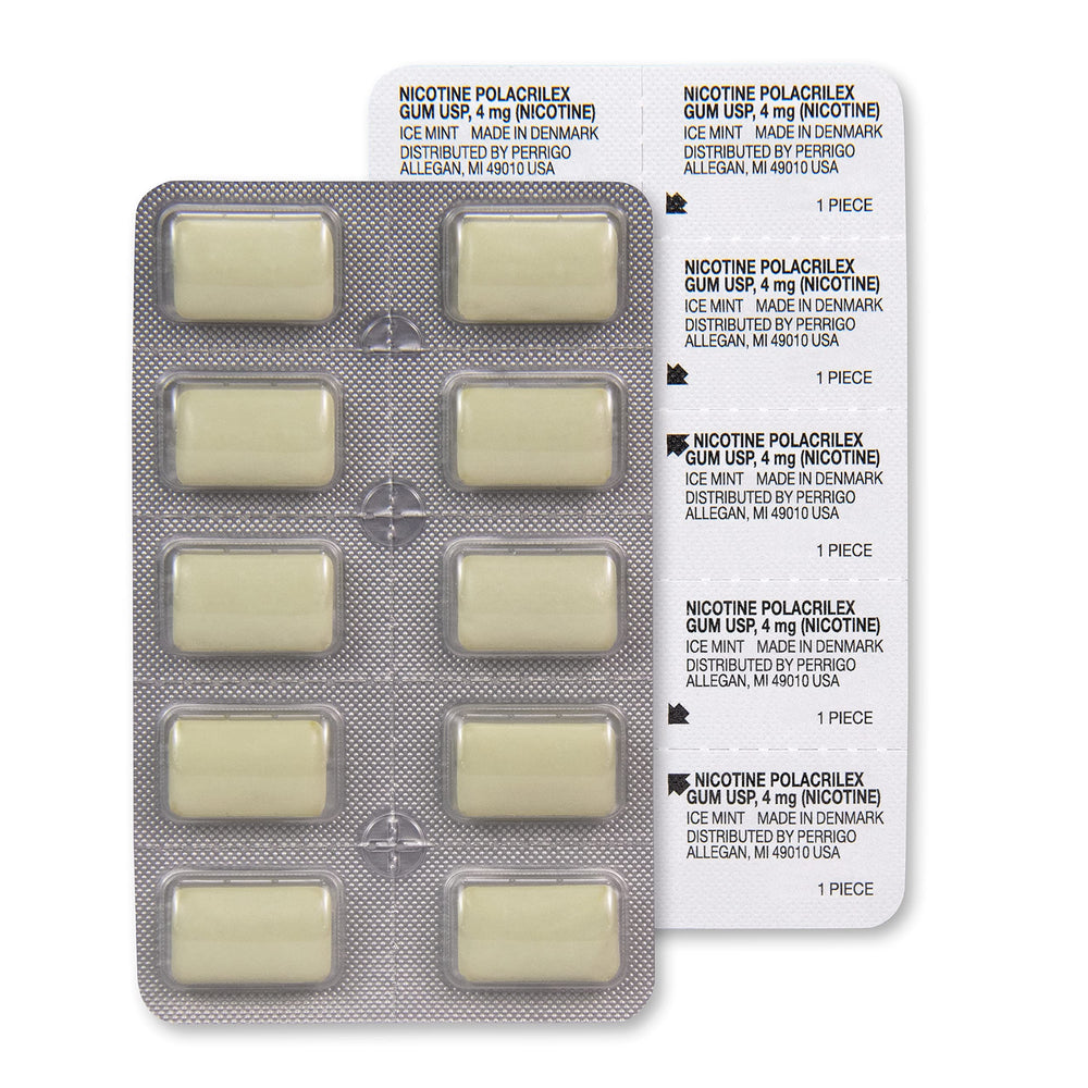Amazon Basic Care individual gum packs arranged for easy access during cravings