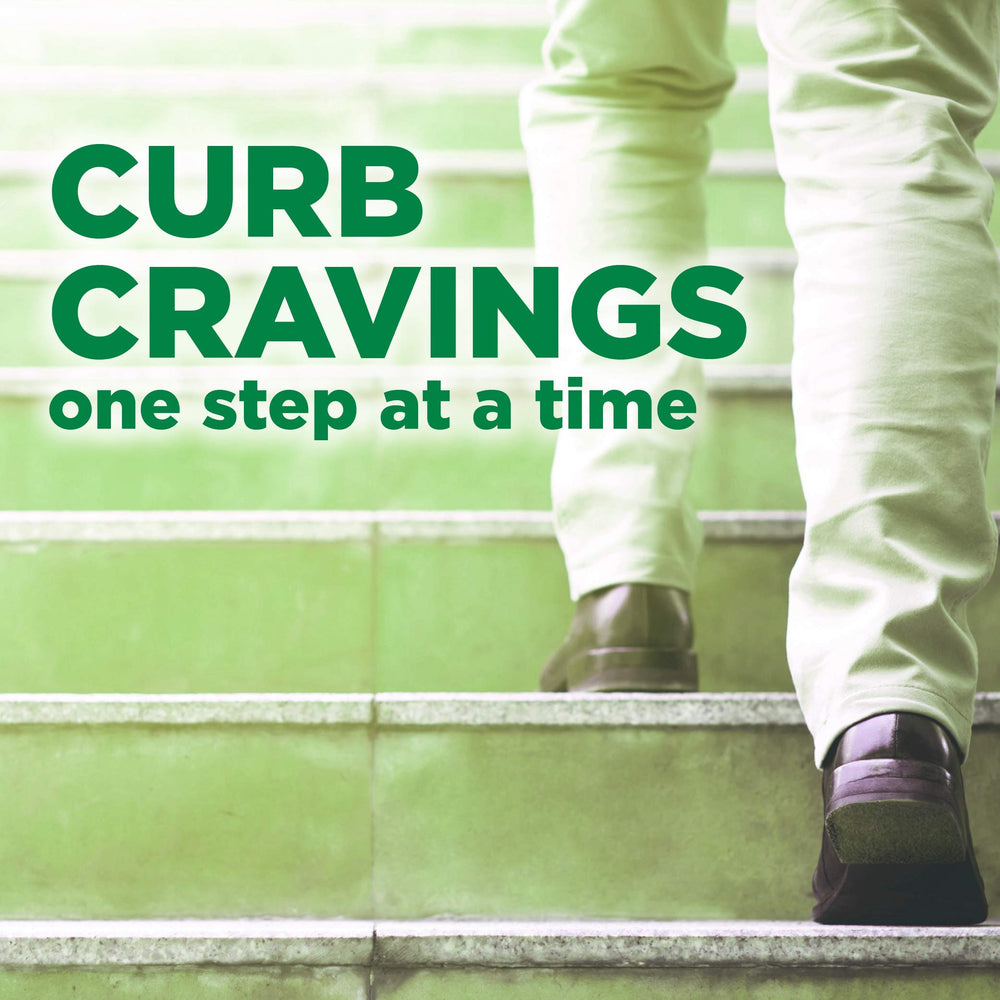 Gum dispensing strip visual highlighting steady craving control when needed
