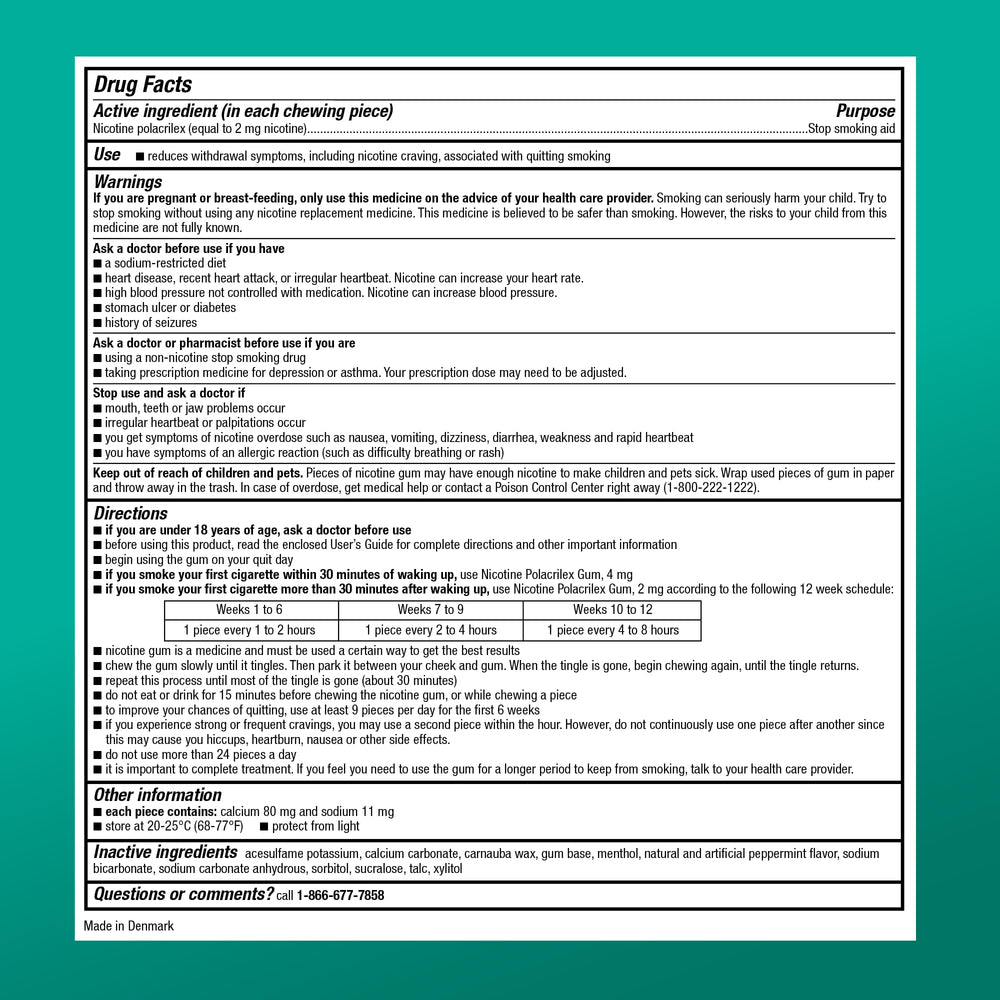 Amazon Basic Care nicotine gum 2 mg Arctic Mint count and reseal demonstrates bulk value.