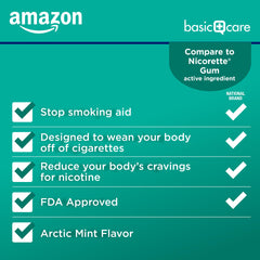 Amazon Basic Care nicotine gum 2 mg blister pack for on-the-go use.