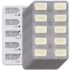 Amazon Basic Care nicotine gum 4 mg cinnamon box graphic
