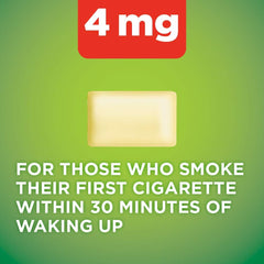 Amazon Basic Care nicotine gum 4mg gum piece closeup shows quick relief from cravings.