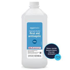 Amazon Basics 70% Isopropyl Alcohol bottle front label provides clear branding and usage cues