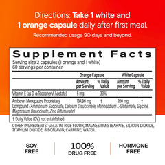 Amberen menopause supplement on nightstand suggests day and night support.
