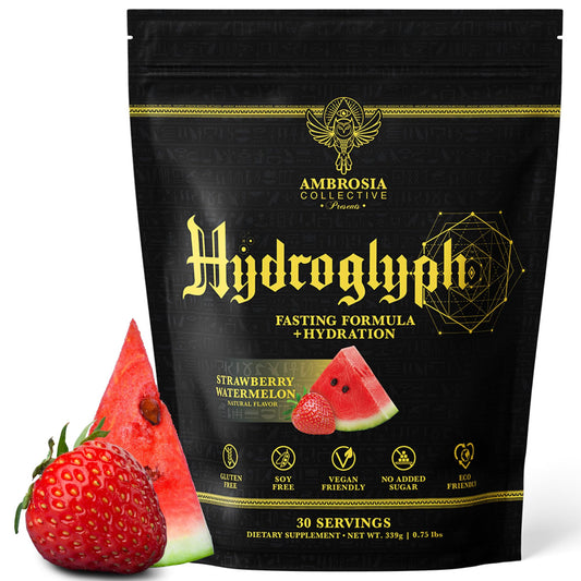 Ambrosia Hydroglyph bottle pouring to boost hydration during workouts.