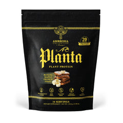 Ambrosia Planta Banana Maple bottle pour showing smooth shake for quick energy