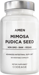 Amen Mimosa Pudica Seeds bottle with resealable cap for daily plant-based capsules.