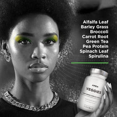 Amen Veggies daily-use routine with glass of water