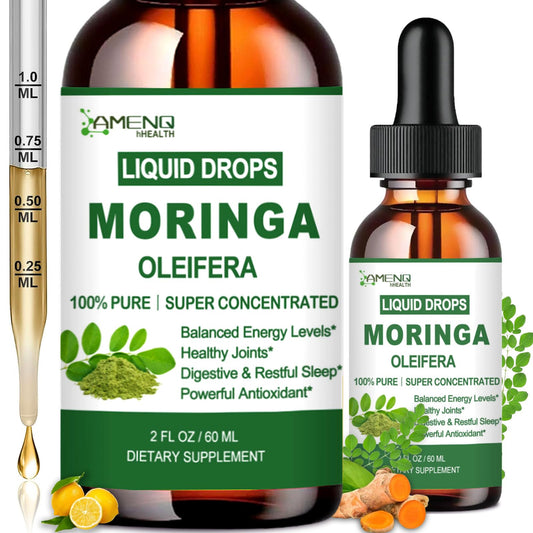 AMENQ hHEALTH 2-pack moringa liquid drops bottle for convenient daily use.