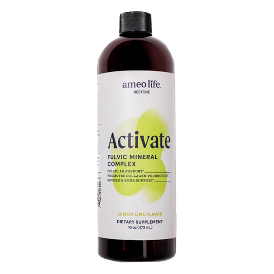 Ameo Life Fulvic Acid & Mineral Complex bottle for daily cellular support.