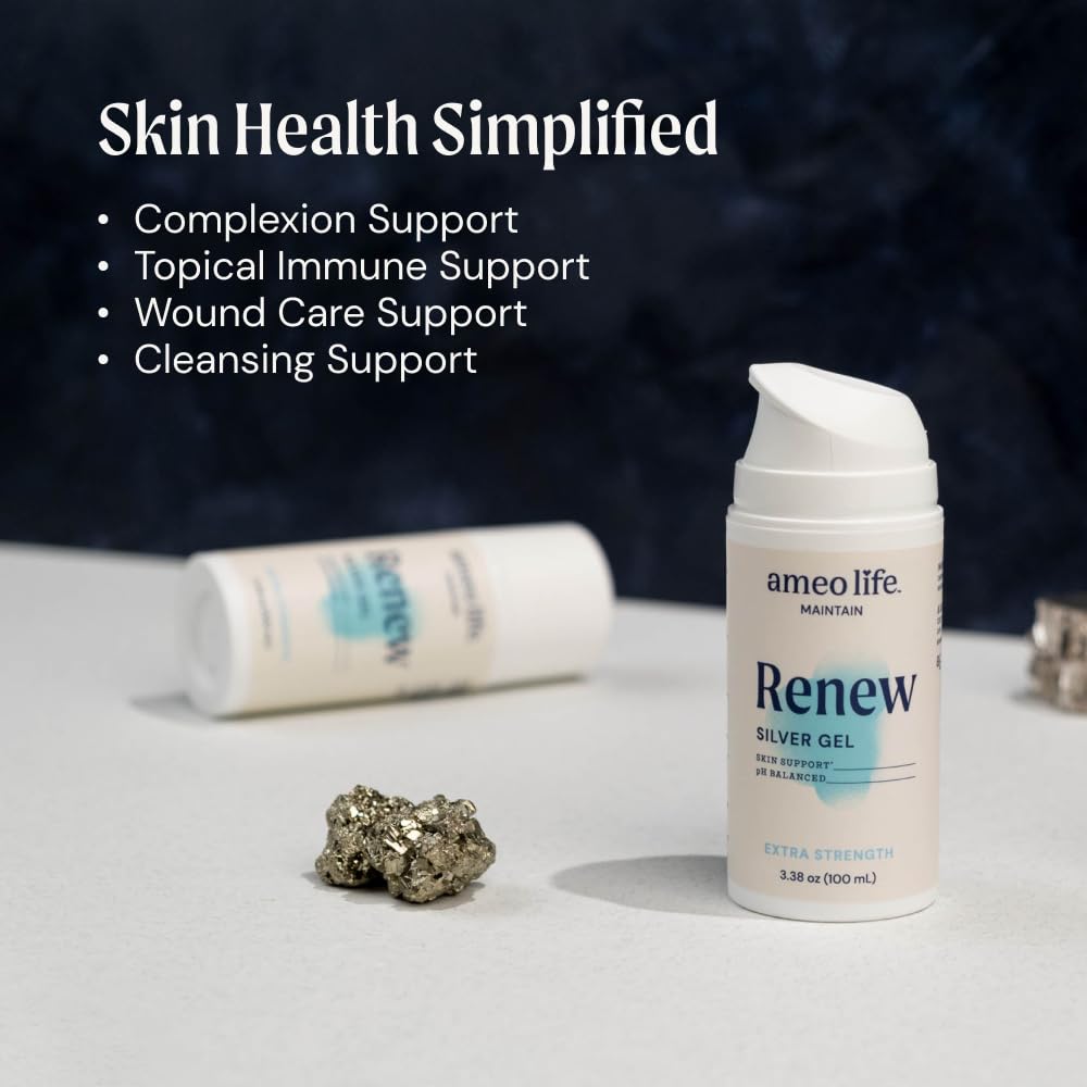 Ameo Life 100ml bottle image, premium colloidal silver gel for soothing small skin issues.