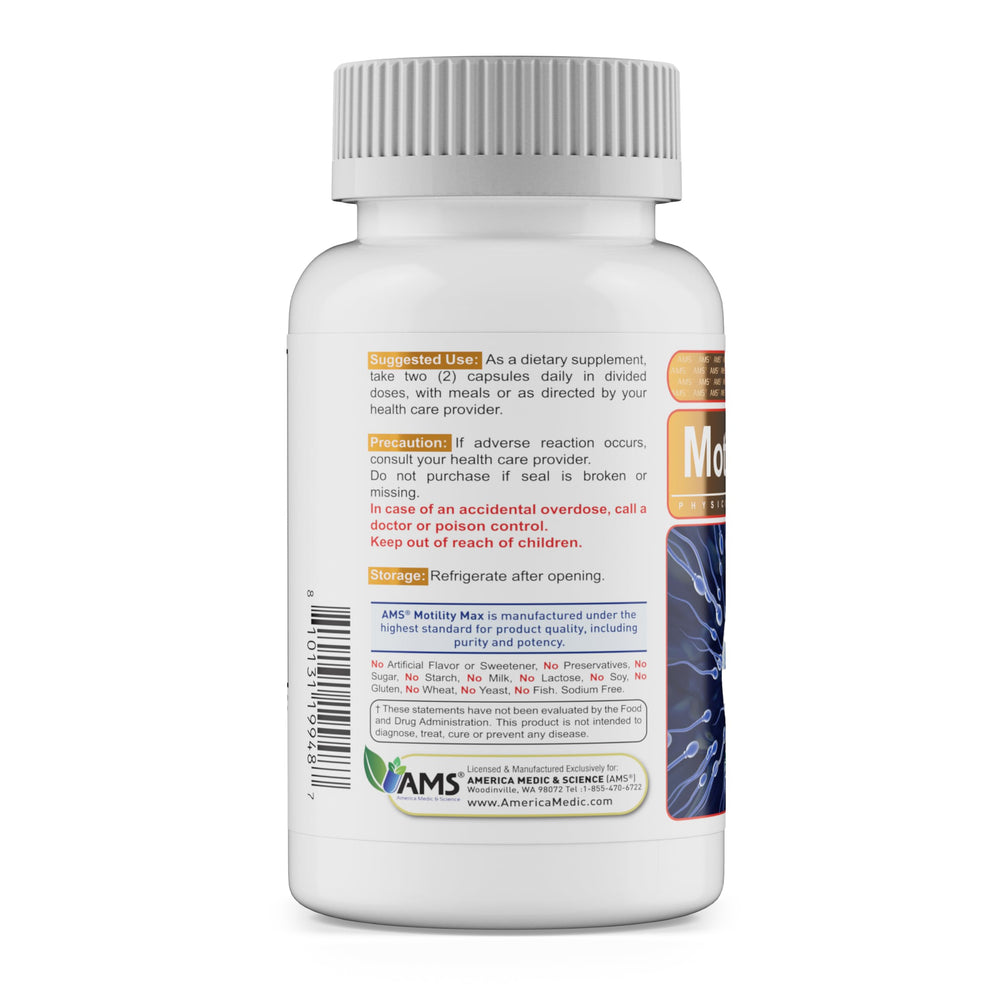 Motility Max capsules suggest energy and endurance support.