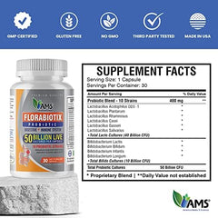 America Medic and Science Florabiotix probiotic capsules pack for daily supplementation.