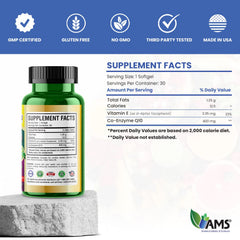 America Medic and Science Q-Well-10 ingredient panel highlights CoQ10 and Vitamin E