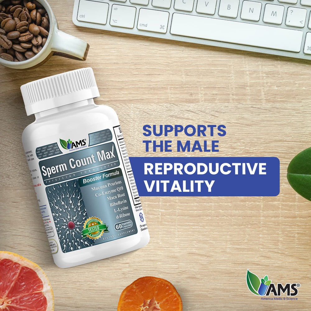 America Medic & Science Sperm Count Max label highlights vitamins and minerals.
