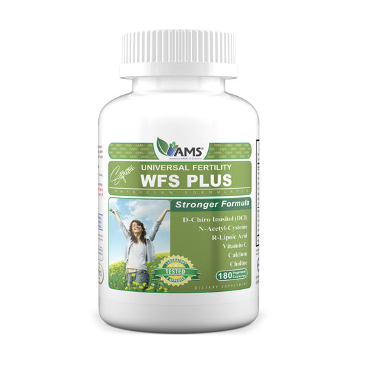 America Medic & Science WFS Plus bottle, daily ovulatory health support.