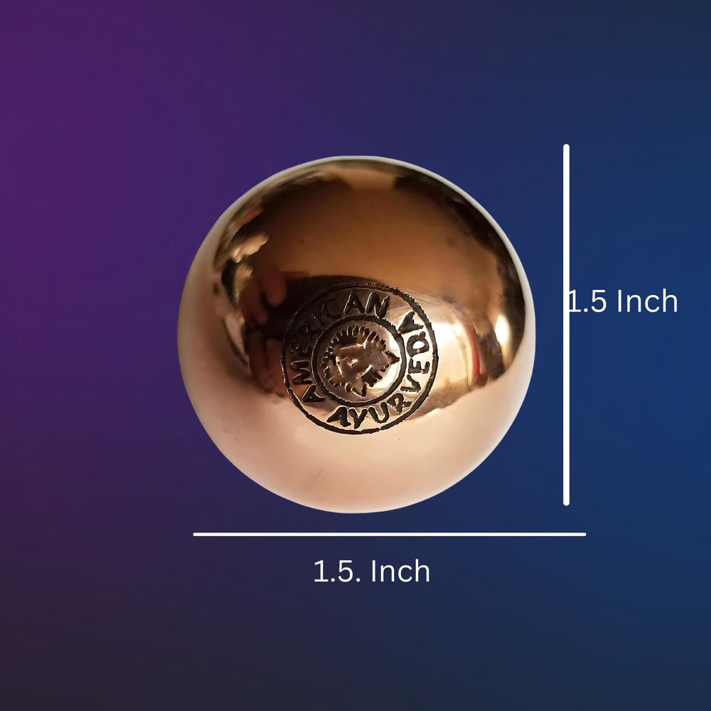 American Ayurveda copper ball used to charge drinking water during rituals.