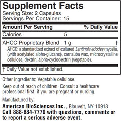 American BioSciences ImmPower bottle back shows dosage and ingredients for easy use