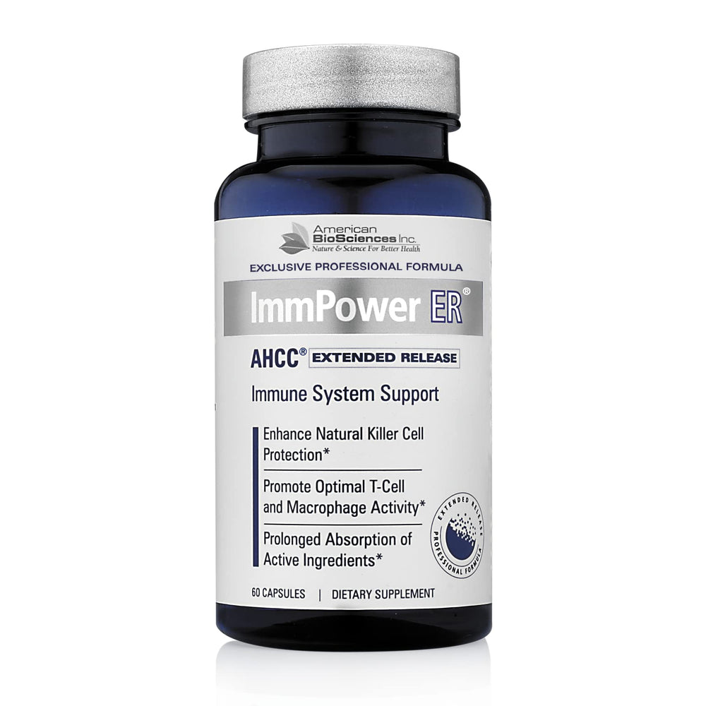 American BioSciences ImmPower ER capsule bottle for extended-release AHCC immune support.