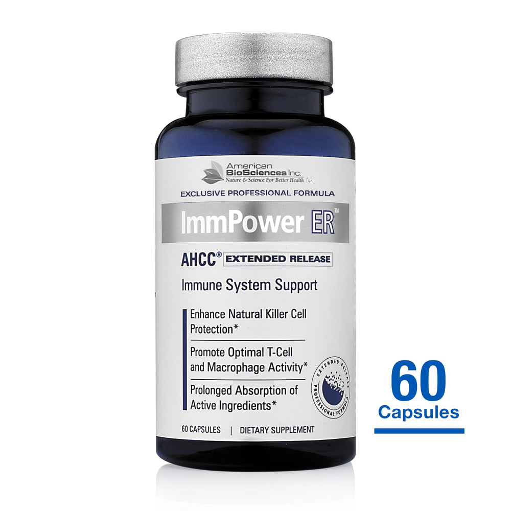 Packaging image showing ImmPower ER bottle and label details.