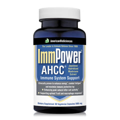 American BioSciences ImmPower AHCC bottle front shows a trusted immune support formula