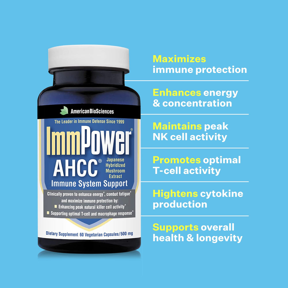 American BioSciences ImmPower AHCC capsules in hand suggest easy daily ritual