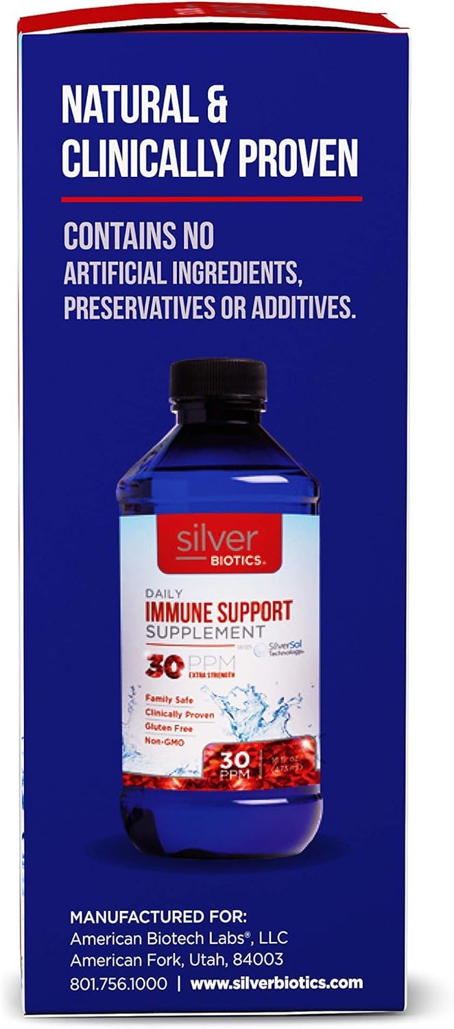 Silver Biotics 30 PPM badge emphasizes multivalent formula