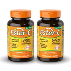 American Health Ester-C 500 mg bottle pour, convenient daily immune support.