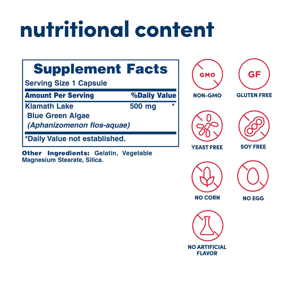 American Health Klamath Shores bottle label closeup shows wildcrafted, plant based nutrients.