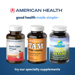 American Health Klamath Shores product on shelf signals natural supplement with convenient count.