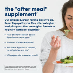 American Health Super Papaya Enzyme Plus label highlights papain, amylase and protease.