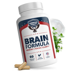 AMERICAN VITALITY Brain Formula bottle front view for daily mental clarity support