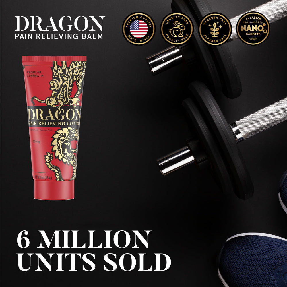 Americanna Wellness Dragon Lotion ingredients close-up featuring camphor, menthol, and natural oils.