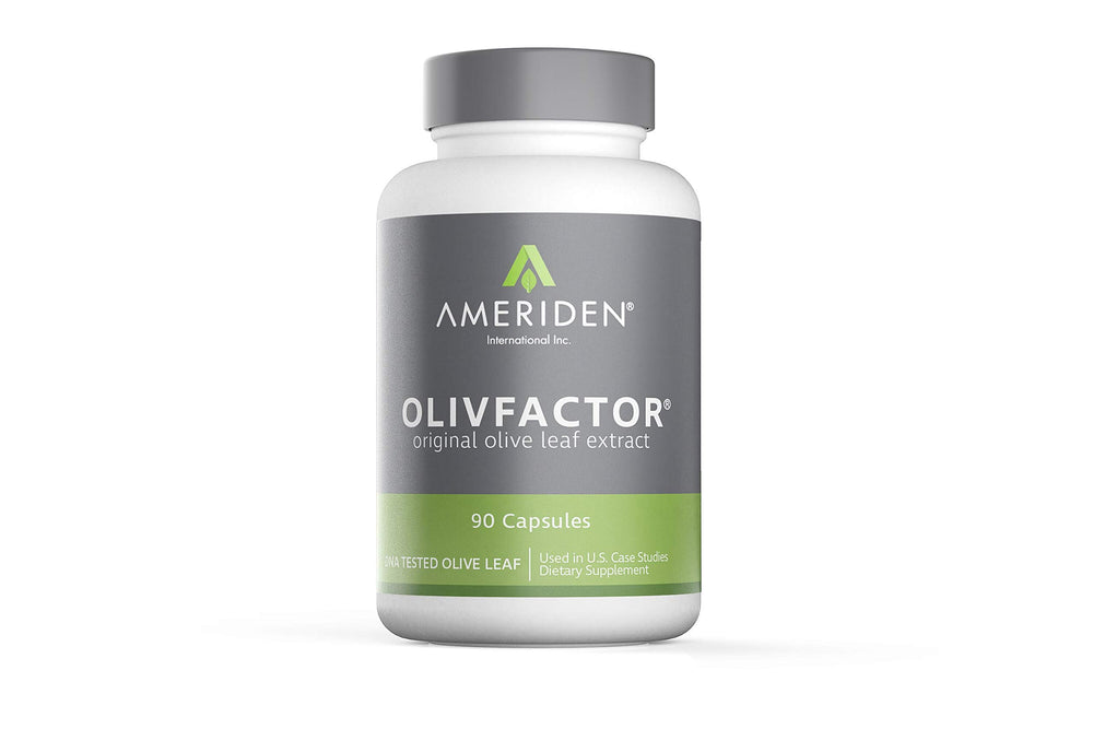 AMERIDEN OLIVFACTOR olive leaf extract capsules ready for daily immune support.