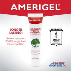 AMERIGEL hydrogel dressing provides even coverage across wound surfaces for sealing moisture.