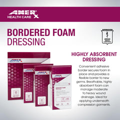 AMERX Bordered Foam dressing breathable material close-up highlights moist wound environment support.
