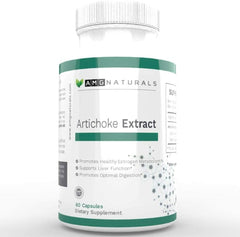AMG Naturals Artichoke Extract Capsules label close-up highlighting vegan gluten-free.