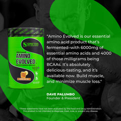 Amino Evolved fermented-amino-acids badge highlights plant-based bioavailability