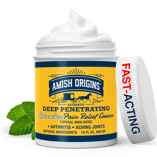 Amish Origins Arthritis Pain Relief Cream bottle ready for fast joint comfort