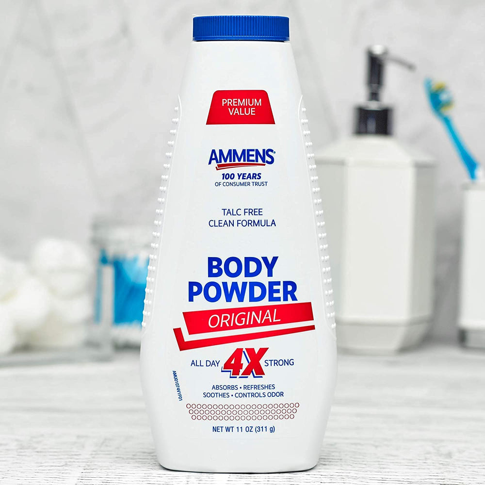 AMMENS Body Powder Original underarms area provides deodorant protection.