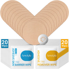 Amolyfe Libre 3 kit close-up showing waterproof sensor covers for secure adhesion