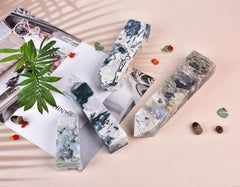 AMOYSTONE natural moss agate surface reveals unique veins ideal for collection