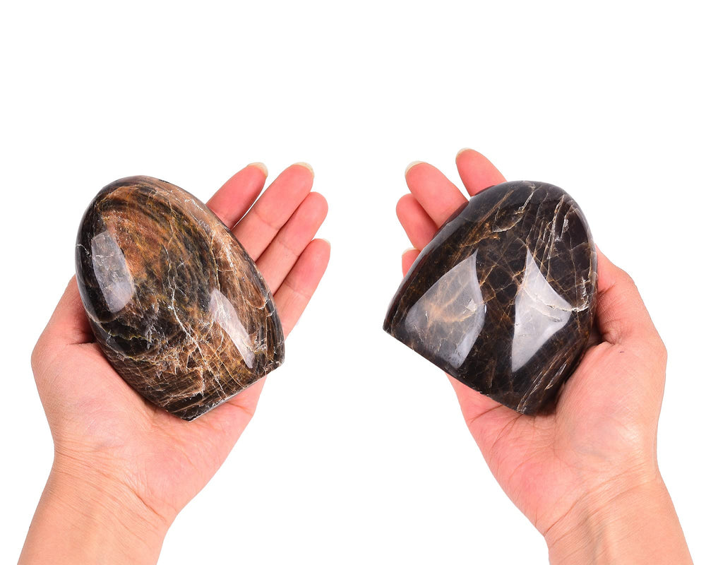AMOYSTONE black moonstone slab close-up texture showing natural color and character.