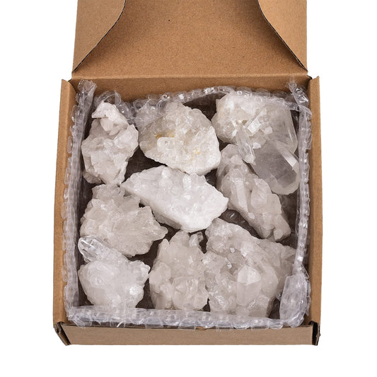 AMOYSTONE clear quartz cluster in box for gifting and display.